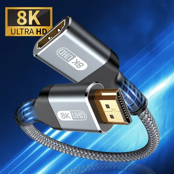 HDMI 익스텐션 케이블, Roku TV, PS5, HDTV, 블루레이용, 편조 수-암 코드, 2.1, 8K @ 60Hz, 4K @ 240Hz