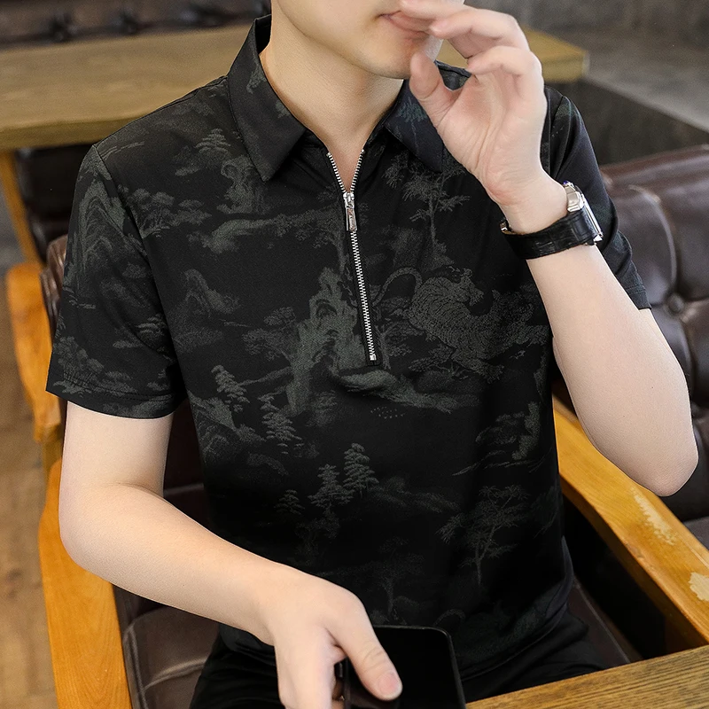 High Quali Men's ort Sve irt Summer f Zip T-irt Casual Busin Flip Collar Trendy Youth Faion Urban Sle
High Quali Men's ort Sve irt Summer f Zip T-irt Casual Busin Flip Collar Trendy Youth Faion Urban Sle