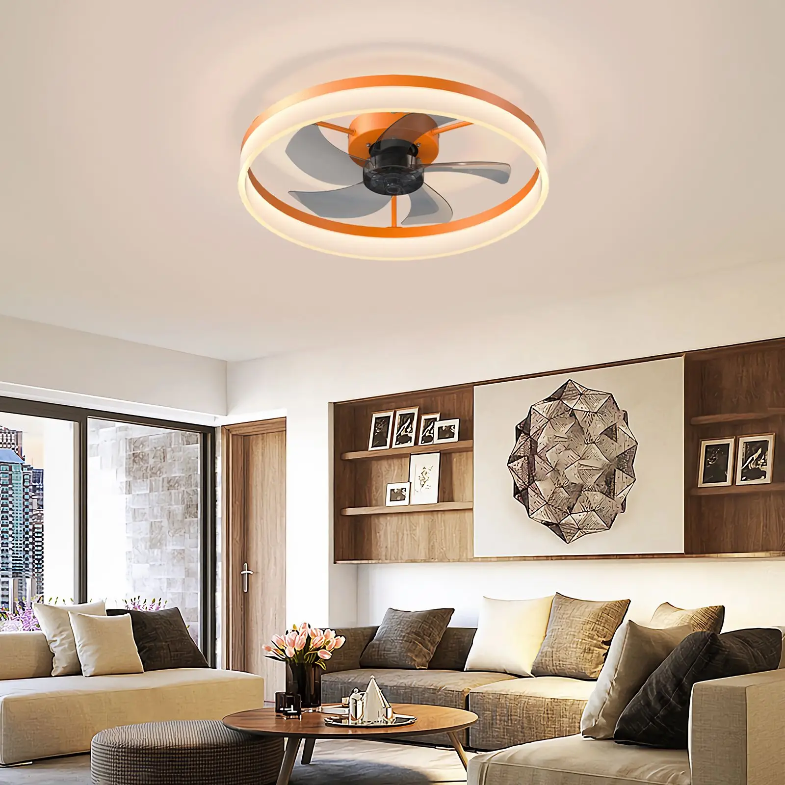 Ceiling fan with light, dimmable LED embedded installation, thin modern ceiling fan with 5 invisible blades, remote control and timer, dimmable lighting fan for bedroom, living room, dining room, ceiling light
Ceiling fan with light, dimmable LED embedded installation, thin modern ceiling fan with 5 invisible blades, remote control and timer, dimmable lighting fan for bedroom, living room, dining room, ceiling light