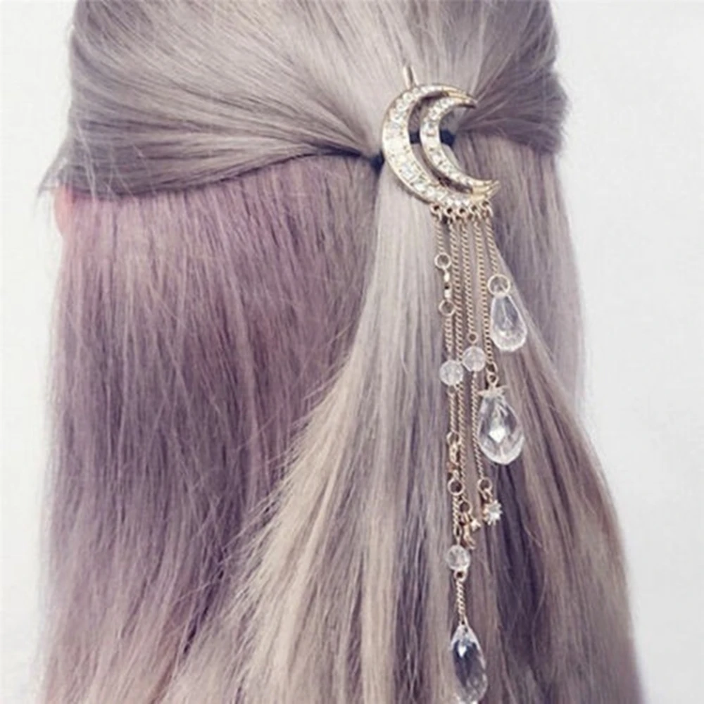 Moon Crystal Rhinestone Beads Dangle Hairpin for Women Fashion Long Crystal Tassel Hair Clip Bridal Wedding Hair Accessories
Moon Crystal Rhinestone Beads Dangle Hairpin for Women Fashion Long Crystal Tassel Hair Clip Bridal Wedding Hair Accessories