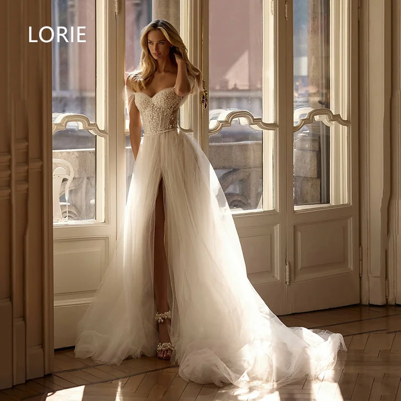 LORIE Lace Applique A-line Boho Side Split Wedding Dresses Sleeveless Bridal Gown Off Shoulder Wedding Gowns Customized 2025
LORIE Lace Applique A-line Boho Side Split Wedding Dresses Sleeveless Bridal Gown Off Shoulder Wedding Gowns Customized 2025