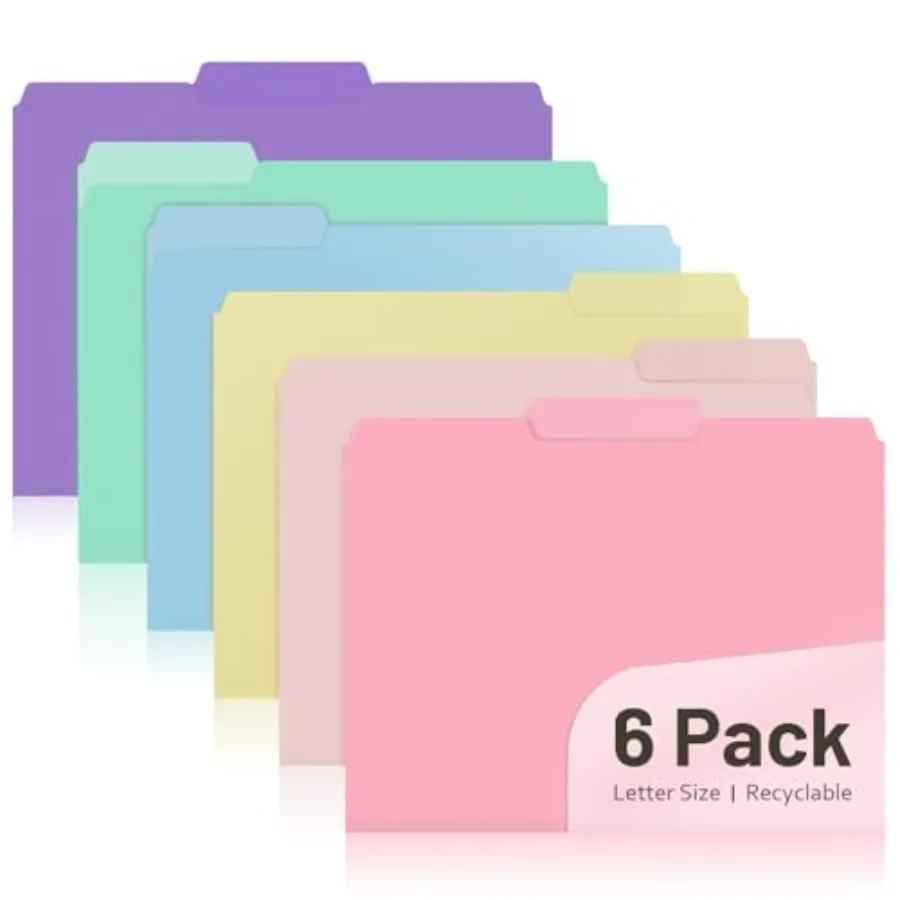 Plastic Colored File Folders,,1/3-Cut Tabs, Letter Size 8.5x11, 6 Pastel Colors, Poly Folders for Documents, Office, Home, Scho
Plastic Colored File Folders,,1/3-Cut Tabs, Letter Size 8.5x11, 6 Pastel Colors, Poly Folders for Documents, Office, Home, Scho