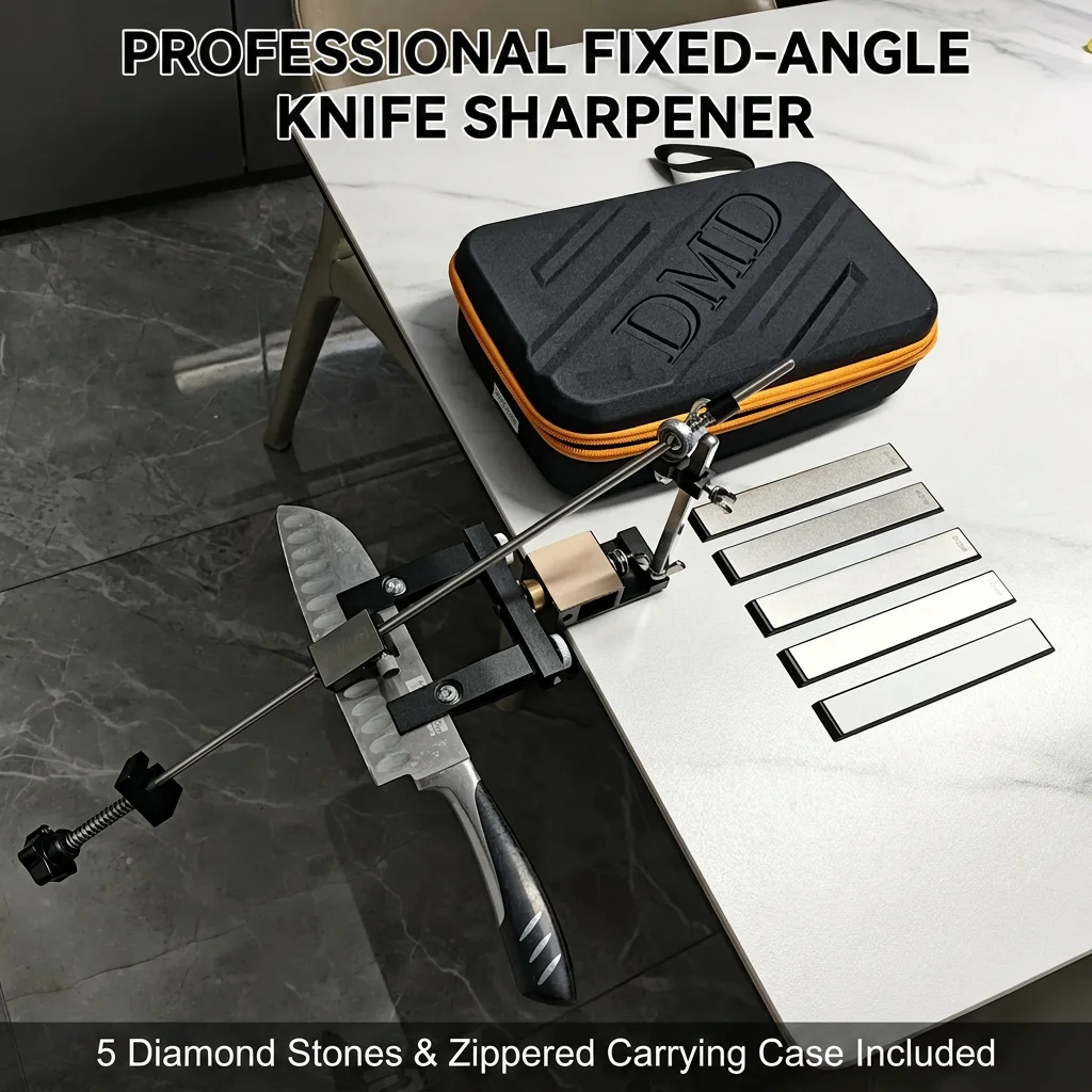 DMD-2268 Fixed-Angle Knife Sharpener System, Professional 4 Diamond+1 Ceramic Stones Sharpening Kit, Leather Strop, EVA Case
DMD-2268 Fixed-Angle Knife Sharpener System, Professional 4 Diamond+1 Ceramic Stones Sharpening Kit, Leather Strop, EVA Case