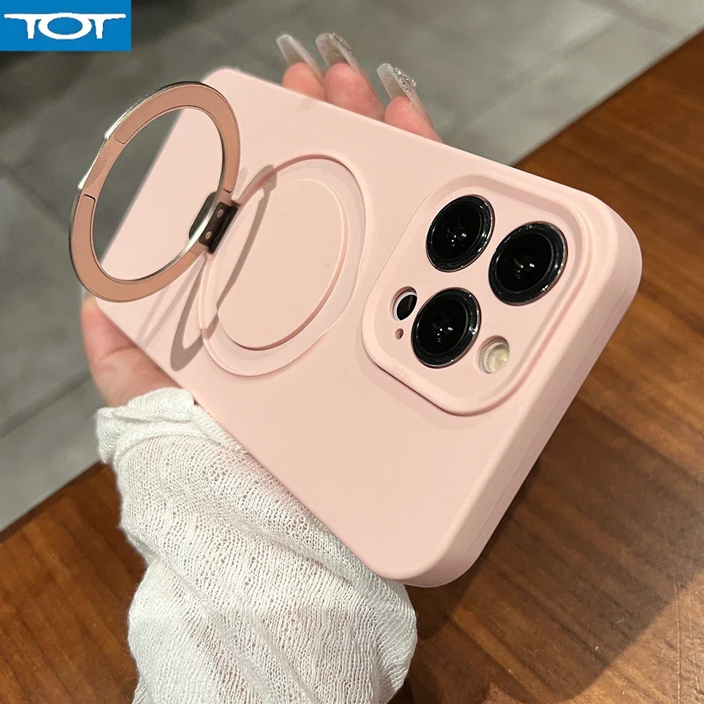 Solid color Liquid Silicone Magnetic Stand Holder Phone Case For iPhone 16 15 11 12 13 14 Pro Max For Magsafe Ring Bracket Cover
Solid color Liquid Silicone Magnetic Stand Holder Phone Case For iPhone 16 15 11 12 13 14 Pro Max For Magsafe Ring Bracket Cover