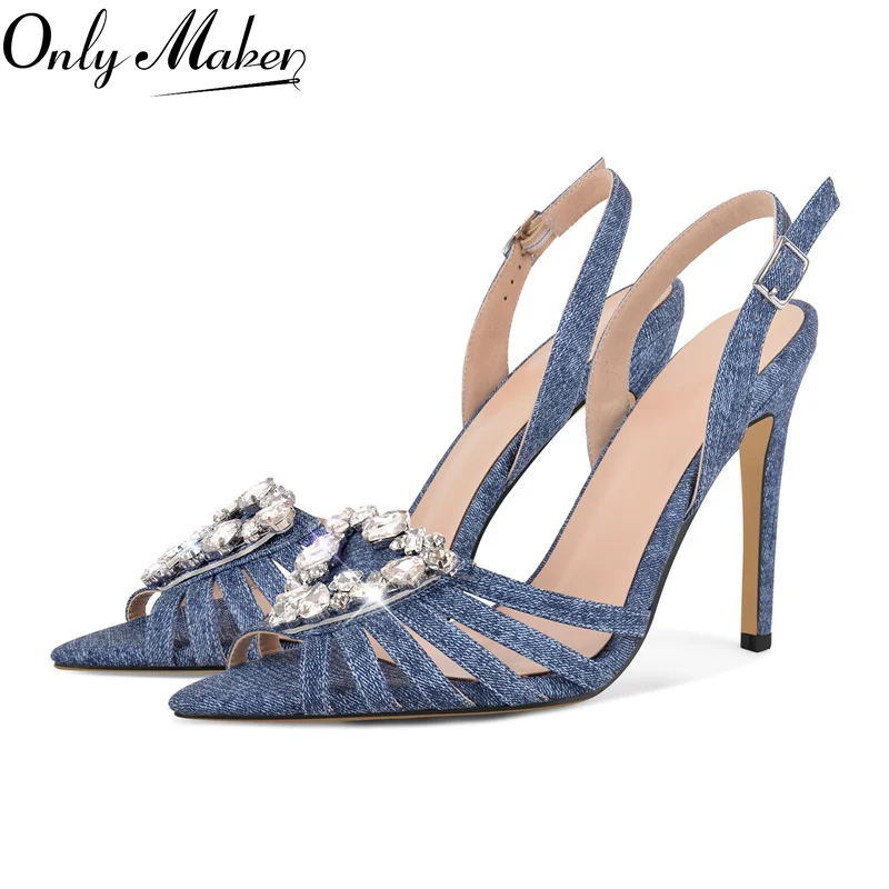 Onlymaker Women Pointed Toe Rhinestone Denim Bow Buckle Strap Sandals Big Size Open Toe Summer Sandals
Onlymaker Women Pointed Toe Rhinestone Denim Bow Buckle Strap Sandals Big Size Open Toe Summer Sandals