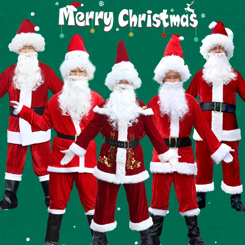 10pcs SET Santa Claus Costume Clothes HO HO HO Christmas Eve New Year Party Cosplay Suit Outfits Father Grandpa Holiday Gift*.1
10pcs SET Santa Claus Costume Clothes HO HO HO Christmas Eve New Year Party Cosplay Suit Outfits Father Grandpa Holiday Gift*.1
