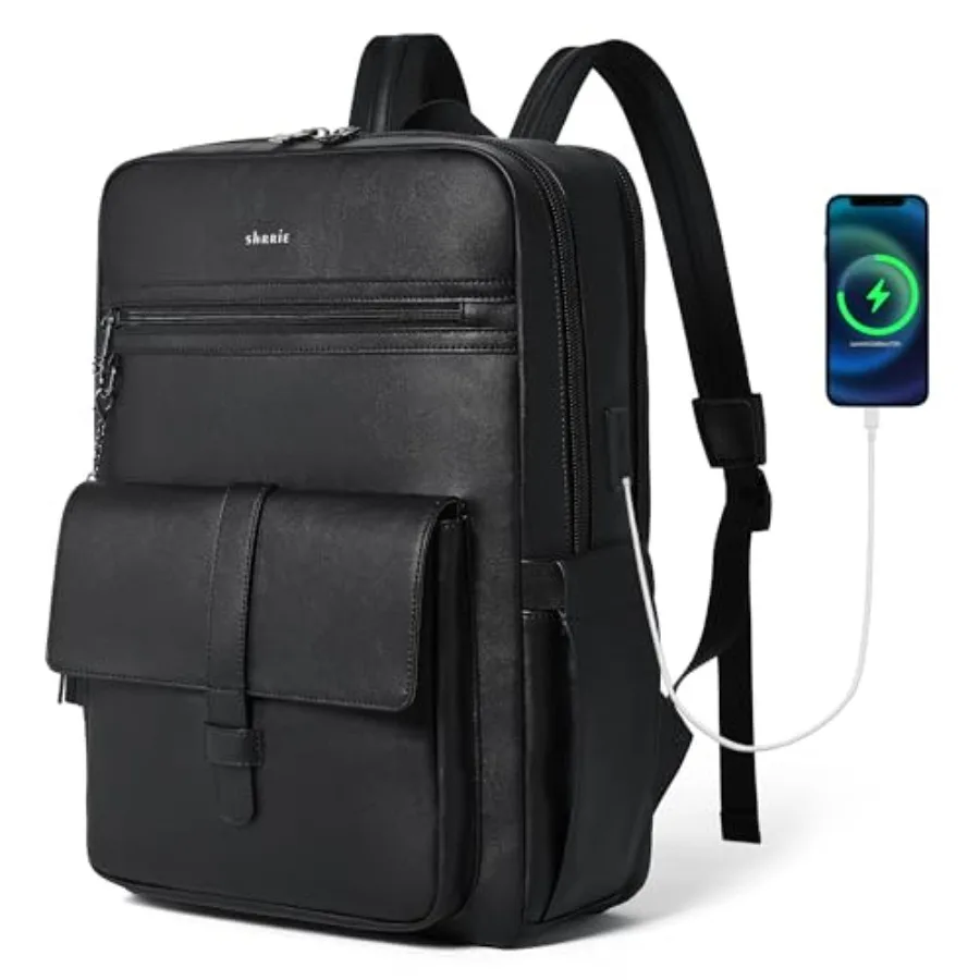 16 inch Vegan Leather Laptop Backpack with USB Charger, Smart Computer Backpack for Men and Women Business, Work, Office, Colle
16 inch Vegan Leather Laptop Backpack with USB Charger, Smart Computer Backpack for Men and Women Business, Work, Office, Colle
