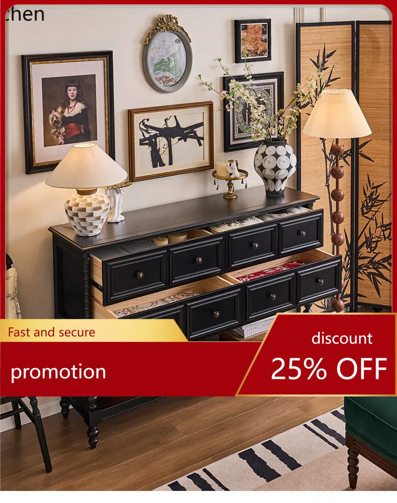 HT retro solid wood bucket cabinet living room wall locker black medieval entrance partition dining side cabinet
HT retro solid wood bucket cabinet living room wall locker black medieval entrance partition dining side cabinet