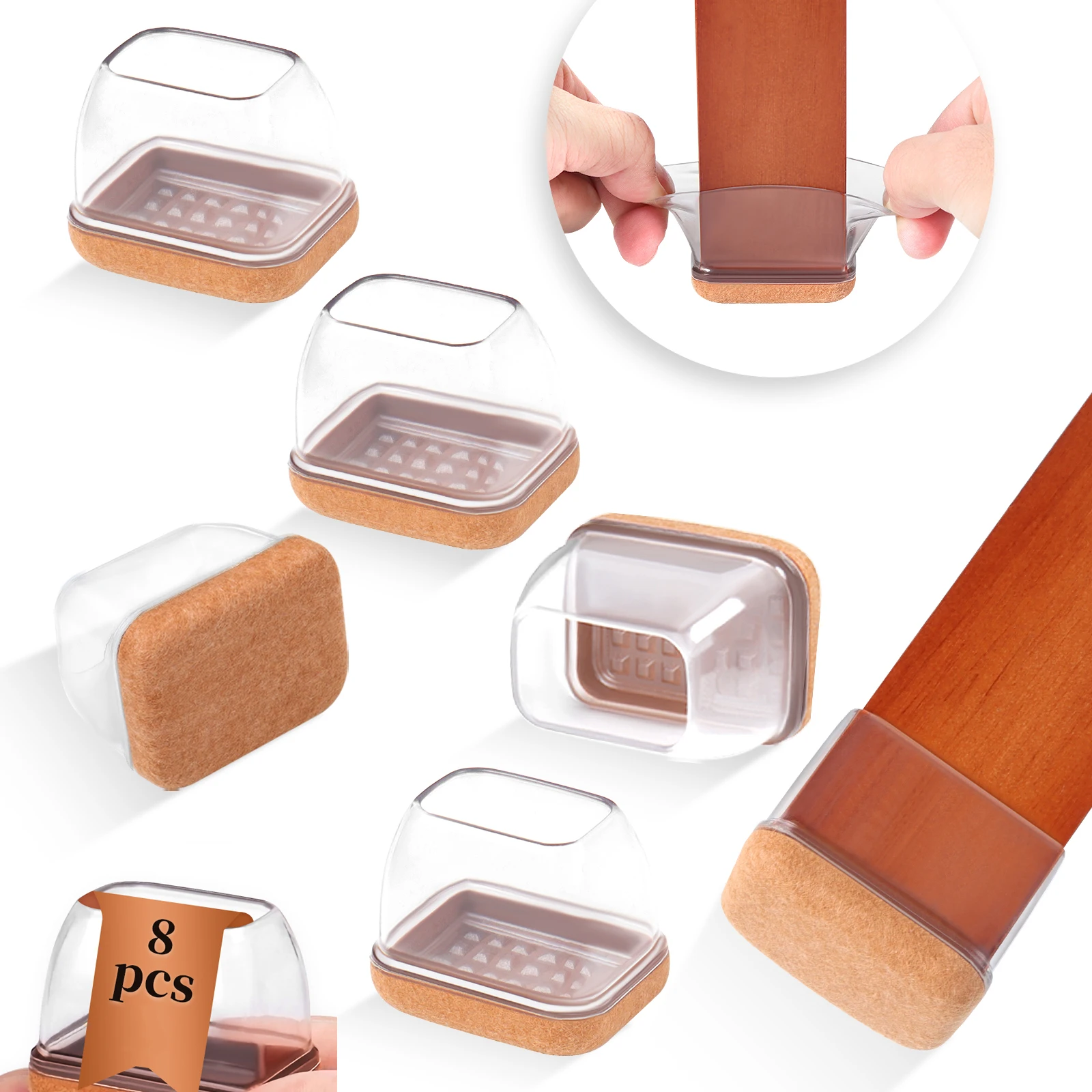 8PCS Rectangle Chair Leg Floor Caps Protectors Silicone with Felt Foot End Caps Covers width 22-32mm for Chair Table No Noise
8PCS Rectangle Chair Leg Floor Caps Protectors Silicone with Felt Foot End Caps Covers width 22-32mm for Chair Table No Noise