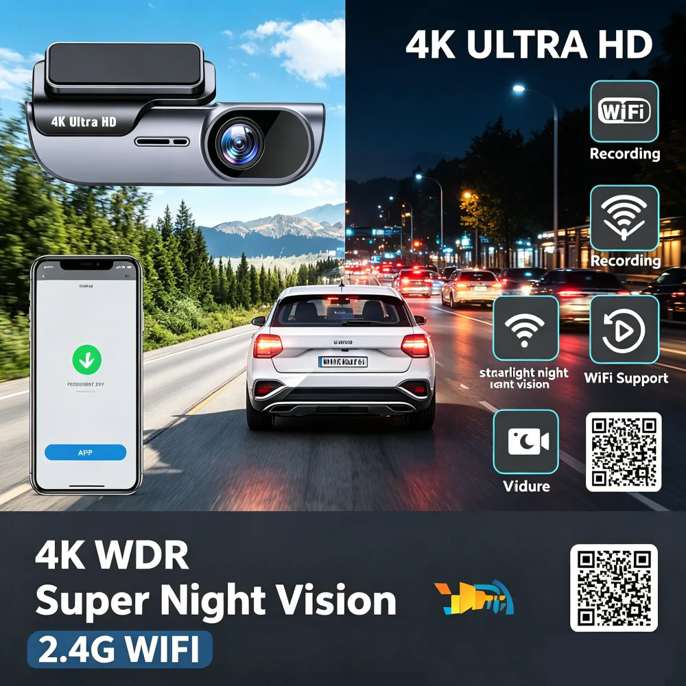 4K 3840*2160P Dash Cam WIFI Car DVR Camera Video Drive Recorder Dashcam Registrar Black Box 24 Hour Monitoring Night Vision
4K 3840*2160P Dash Cam WIFI Car DVR Camera Video Drive Recorder Dashcam Registrar Black Box 24 Hour Monitoring Night Vision