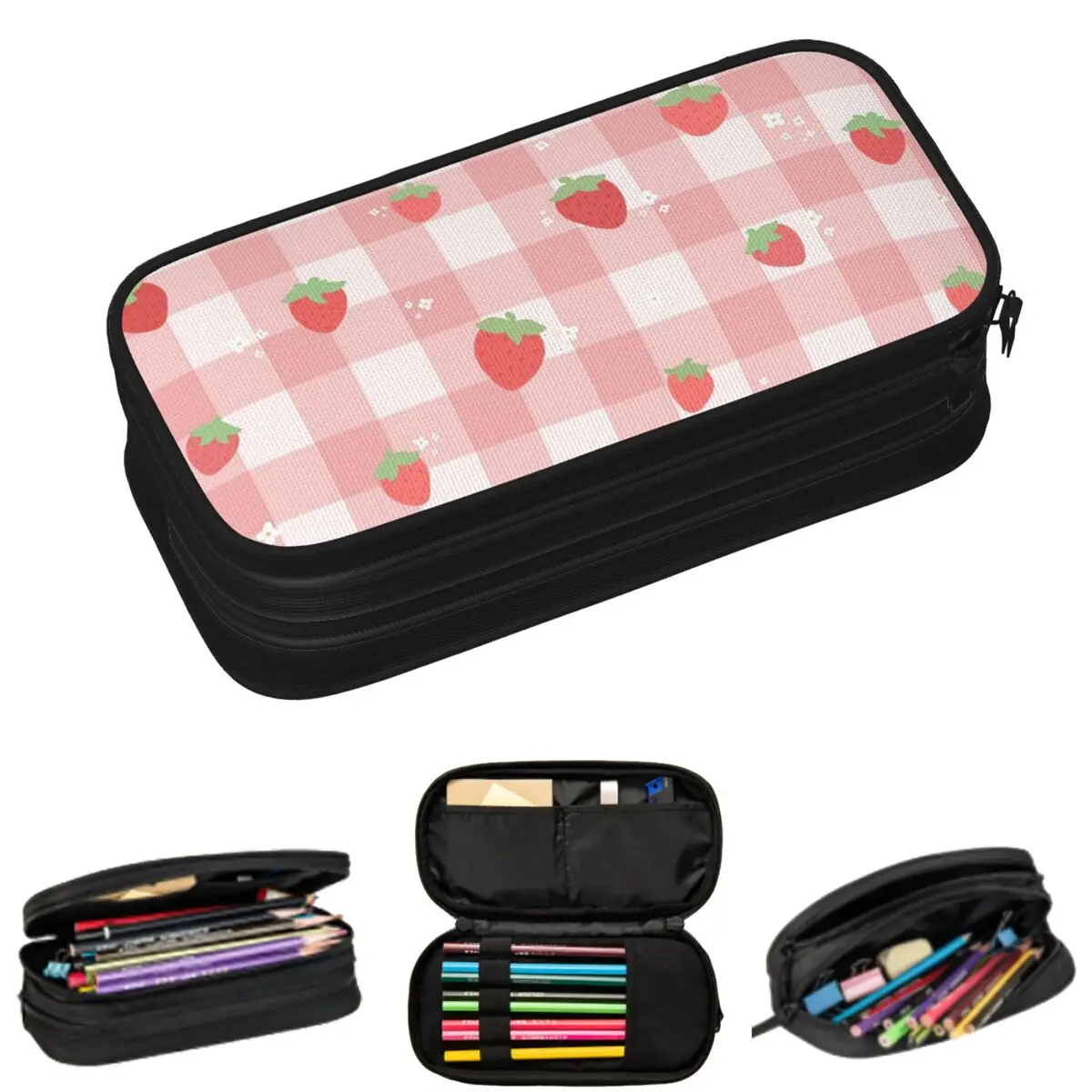 Strawberry Plaid Pencil Cases for Student Gifts Pen Box Pencil Bag Large Storage Pencil Pouch
Strawberry Plaid Pencil Cases for Student Gifts Pen Box Pencil Bag Large Storage Pencil Pouch