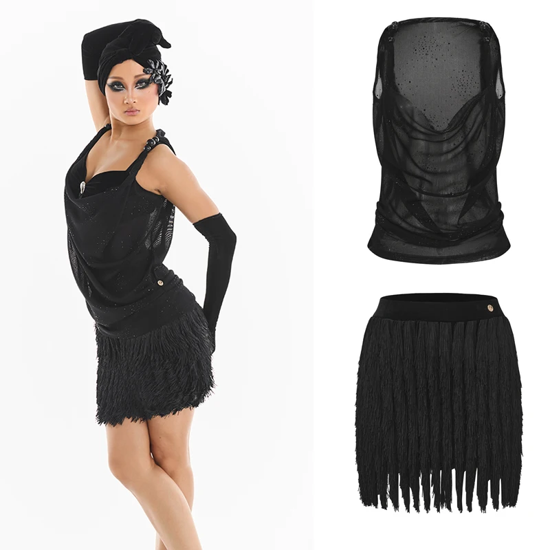 Женский костюм для латинских танцев, одежда для бальных танцев для взрослых, сексуальный сетчатый топ для латинских танцев, юбка с бахромой, сценический костюм SL14731
Женский костюм для латинских танцев, одежда для бальных танцев для взрослых, сексуальный сетчатый топ для латинских танцев, юбка с бахромой, сценический костюм SL14731