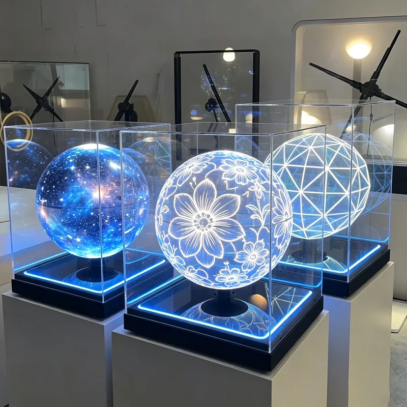 Custom 3D Hologram Spinning Sphere LED Display 360° Rotating Led Lightbox Advertising Light Box for Business Shop Showroom Bar
Custom 3D Hologram Spinning Sphere LED Display 360° Rotating Led Lightbox Advertising Light Box for Business Shop Showroom Bar
