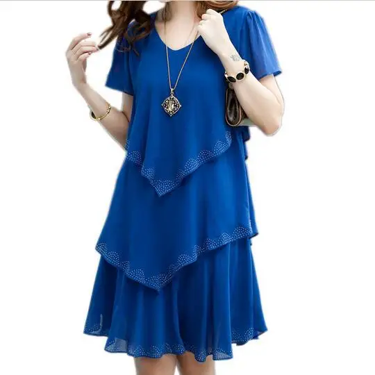Summer Women Chiffon Cake Dress Cascading Ruffle Diamond Short Sleeves Party Dresses Plus Size S-5XL
Summer Women Chiffon Cake Dress Cascading Ruffle Diamond Short Sleeves Party Dresses Plus Size S-5XL