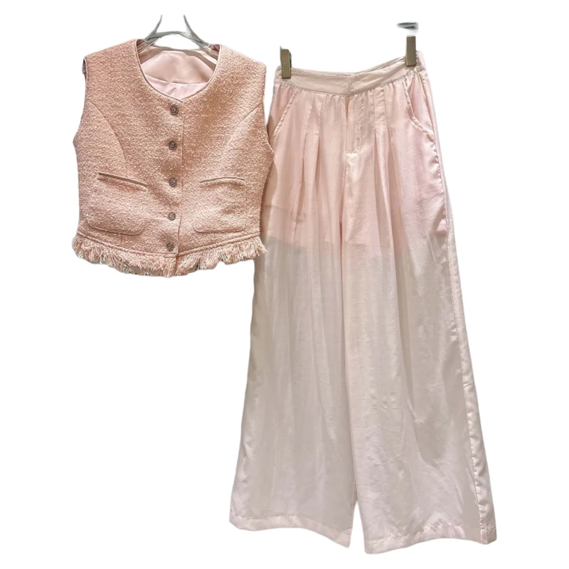 Tassel Tweed Vest + Me Wide Leg Pants Set Faionable Autumn 2025 Women's Ensemble round Ne Button Sle Two-Piece Suit
Tassel Tweed Vest + Me Wide Leg Pants Set Faionable Autumn 2025 Women's Ensemble round Ne Button Sle Two-Piece Suit