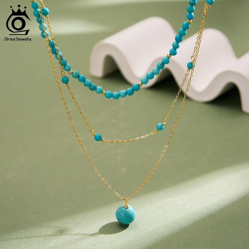 ORSA JEWELS Fashion 925 Sterling Silver Layered Natural Turquoise Necklace for Women Summer Gemstone Jewelry Accessorry BQN33
ORSA JEWELS Fashion 925 Sterling Silver Layered Natural Turquoise Necklace for Women Summer Gemstone Jewelry Accessorry BQN33