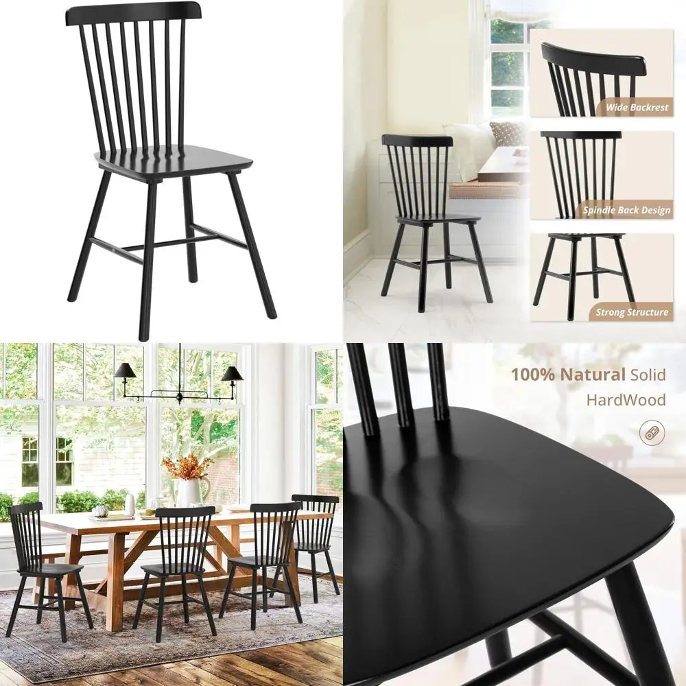 Set of 4 Windsor Spindle Back Chairs for Dining, Kitchen, Restaurant, and Hotel Use, Black
Set of 4 Windsor Spindle Back Chairs for Dining, Kitchen, Restaurant, and Hotel Use, Black