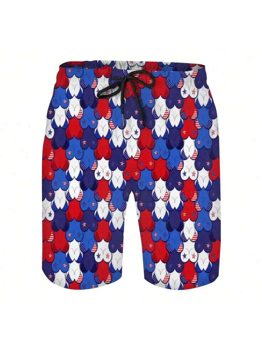 Mens Patriotic Pattern Swim Trunks Beach Shorts With Drawstring Waist
Mens Patriotic Pattern Swim Trunks Beach Shorts With Drawstring Waist