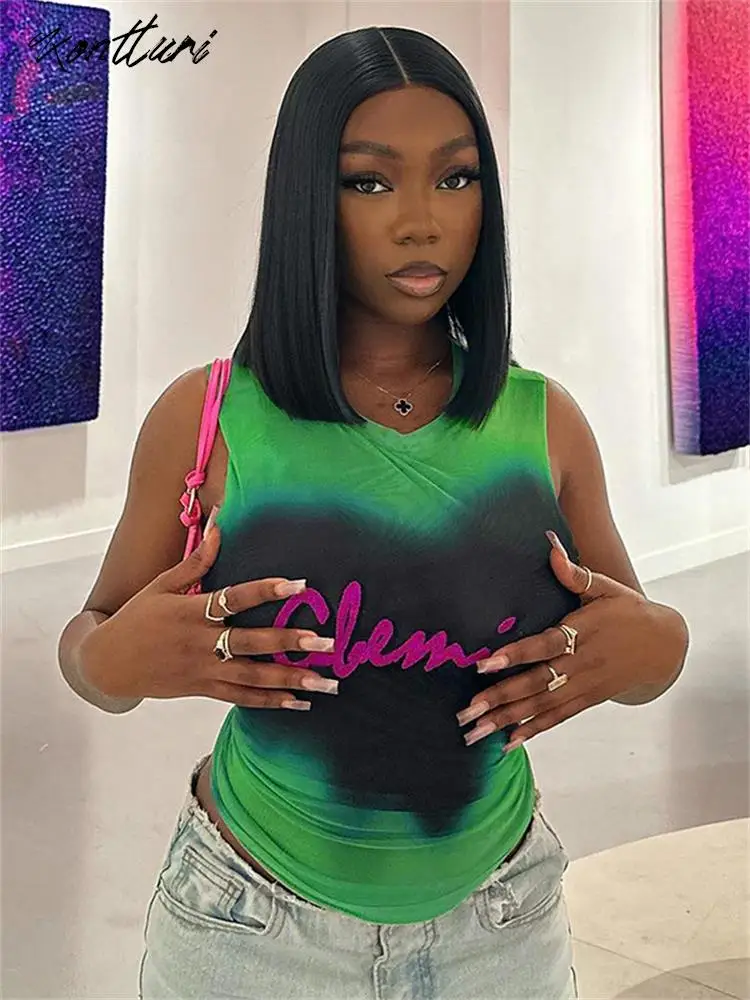 Kontturi Summer Y2K Streetwear Mesh Tops For Women 2023 O Neck Sleeveless See Through Tank Tops Bodycon Green Letter Print Tops
Kontturi Summer Y2K Streetwear Mesh Tops For Women 2023 O Neck Sleeveless See Through Tank Tops Bodycon Green Letter Print Tops