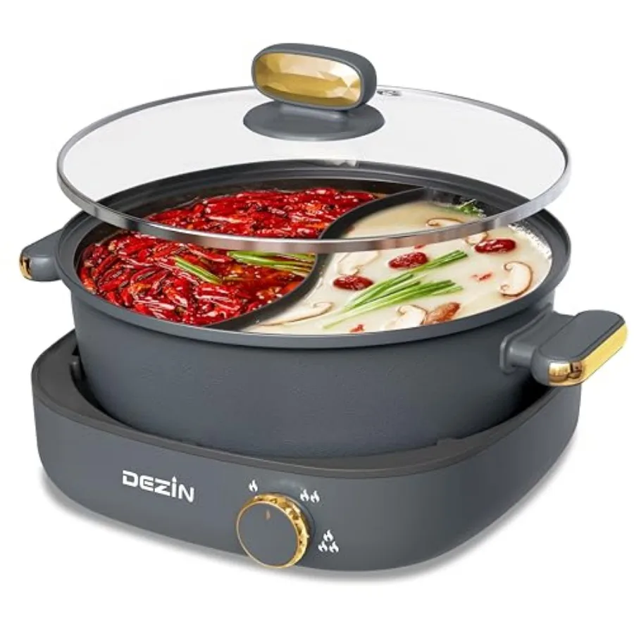 Hot Pot Electric with Divider 4L Electric Shabu Shabu with Dual-Flavor Pot 3.7" Depth Nonstick Dual Side with Multi-Power Contr
Hot Pot Electric with Divider 4L Electric Shabu Shabu with Dual-Flavor Pot 3.7" Depth Nonstick Dual Side with Multi-Power Contr
