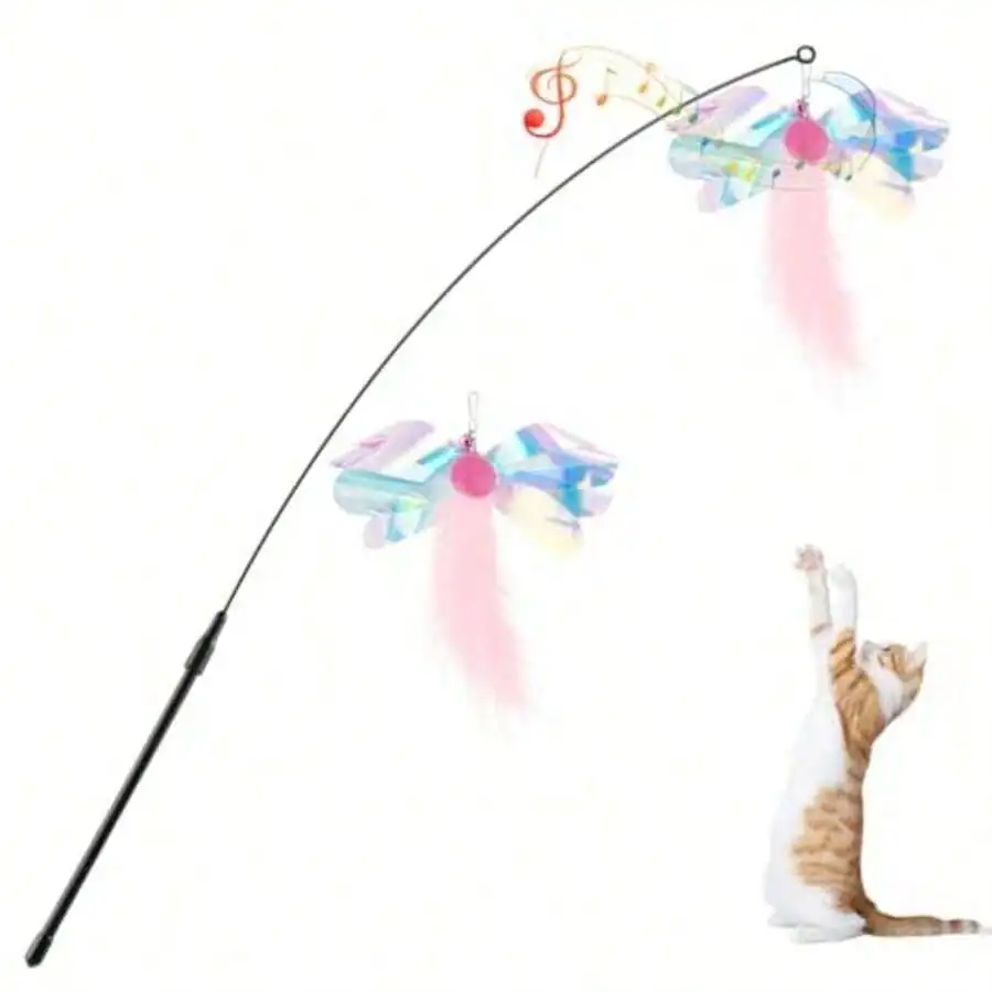Teaser Toy Interactive Wand Cats Toy Flying Feathers Catcher With Long 34.5 Wand And Small Bell Exerciser Playing Toys Kitten Or Cats
Teaser Toy Interactive Wand Cats Toy Flying Feathers Catcher With Long 34.5 Wand And Small Bell Exerciser Playing Toys Kitten Or Cats