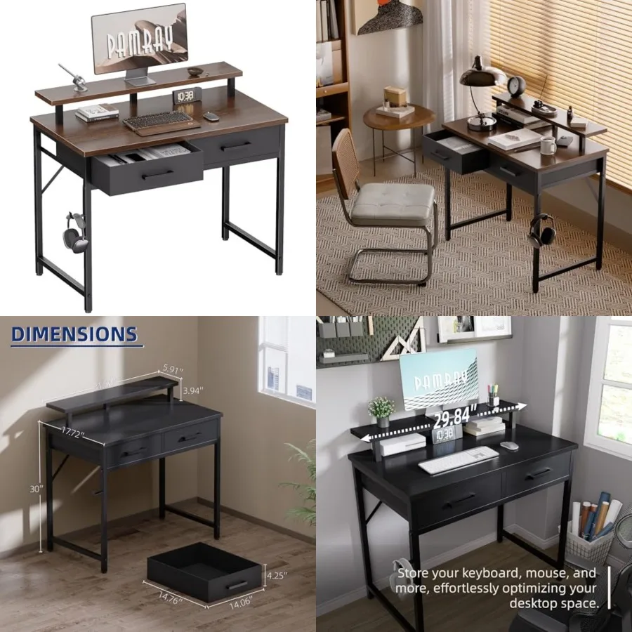 32 Inch Small Computer Desk with Monitor Stand Home Office Desks with 2 Drawers for Bedroom Study Writing and Work Table for Sm
32 Inch Small Computer Desk with Monitor Stand Home Office Desks with 2 Drawers for Bedroom Study Writing and Work Table for Sm