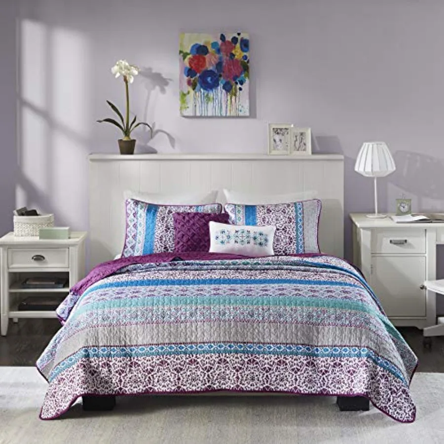 Joni Reversible Cozy Quilt Set Casual Boho Design All Season Coverlet Bedspread Matching Shams Decorative Pillow Twin/Twin X-La
Joni Reversible Cozy Quilt Set Casual Boho Design All Season Coverlet Bedspread Matching Shams Decorative Pillow Twin/Twin X-La