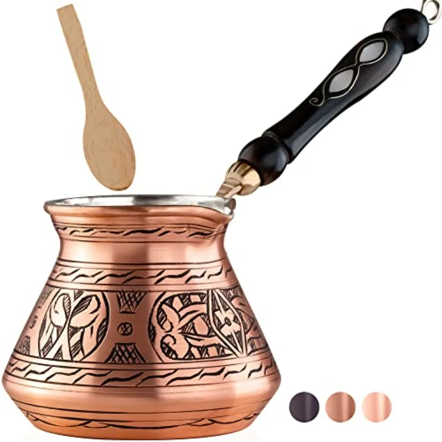 18 Oz X-Large Turkish Greek Arabic Coffee Pot with Wooden Handle 6 servings Cezve Ibrik Briki Stovetop Coffee Maker (Includes W
18 Oz X-Large Turkish Greek Arabic Coffee Pot with Wooden Handle 6 servings Cezve Ibrik Briki Stovetop Coffee Maker (Includes W