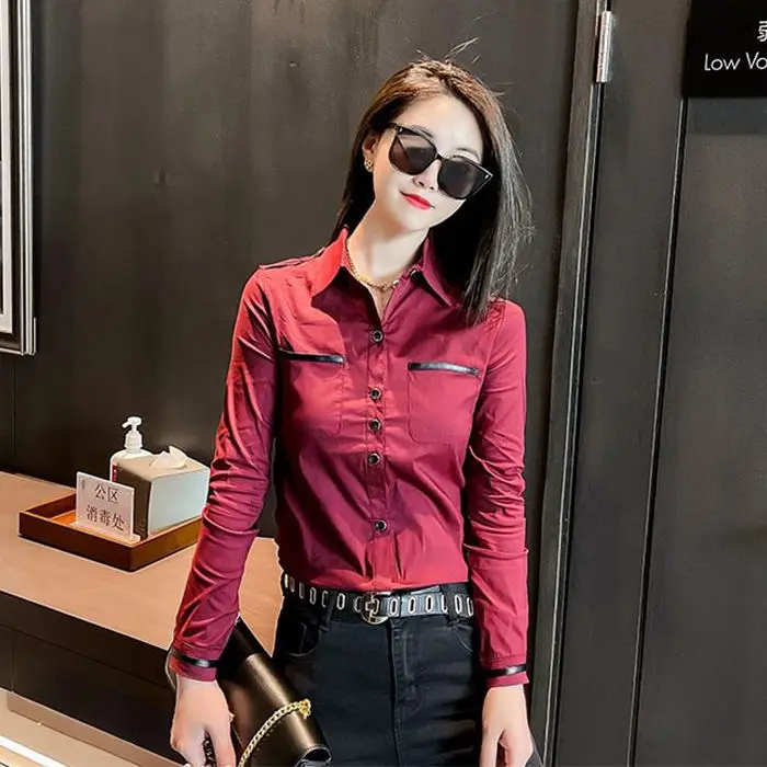 Fashion lapel pocket shirt women 2023 spring and autumn new cotton long sleeve slim design button matching
Fashion lapel pocket shirt women 2023 spring and autumn new cotton long sleeve slim design button matching