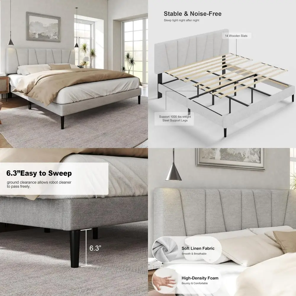 Каркас кровати изголовья кровати с тканевой обивкой размера «queen-size» с опорой из деревянных планок и фундаментом для матраса
Каркас кровати изголовья кровати с тканевой обивкой размера «queen-size» с опорой из деревянных планок и фундаментом для матраса