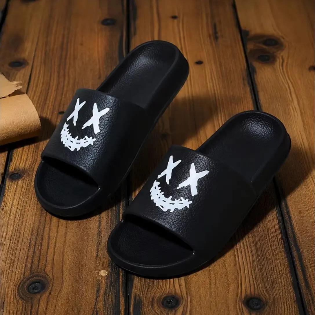 Unisex Black Trendy Eva Soft-Soled Casual Comfortable Slide Sandals with Smiley Face Print, Suitable for Indoor, Bathroom, Outdoor, Beach, and Vacation
Unisex Black Trendy Eva Soft-Soled Casual Comfortable Slide Sandals with Smiley Face Print, Suitable for Indoor, Bathroom, Outdoor, Beach, and Vacation