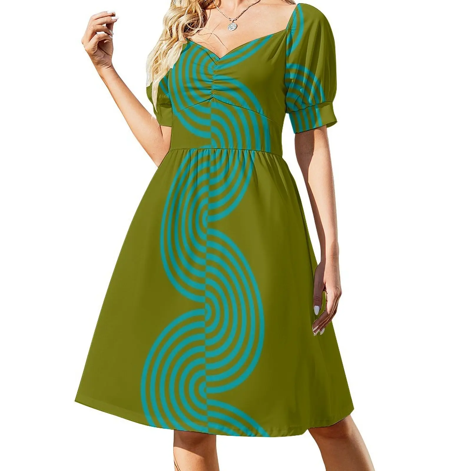 groovy minimalist pattern: aqua waves on olive Short Sleeved Dress long dress women women long dresses Woman dresses Dress
groovy minimalist pattern: aqua waves on olive Short Sleeved Dress long dress women women long dresses Woman dresses Dress