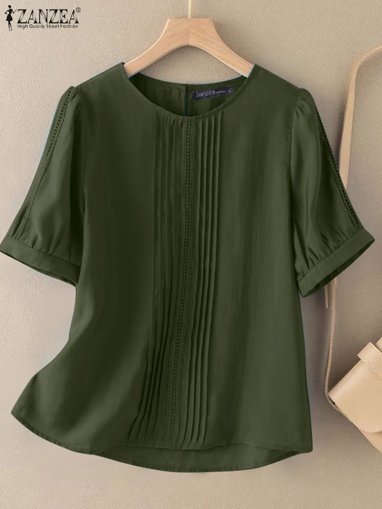 ZANZEA Woman Casual Pintuck Blouses 2025 Summer Short Puff Sleeve O-Neck Lace Patchwork Solid Blusas Mujer Leisure Everyday Tops
ZANZEA Woman Casual Pintuck Blouses 2025 Summer Short Puff Sleeve O-Neck Lace Patchwork Solid Blusas Mujer Leisure Everyday Tops