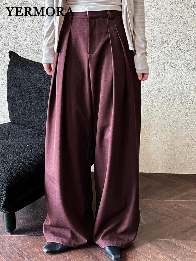 YERMORA High Waist Red Pleated Pocket Casual Wide Leg Pants For Women Loose New Trousers Fsahion Tdie Spring Autumn 2025
YERMORA High Waist Red Pleated Pocket Casual Wide Leg Pants For Women Loose New Trousers Fsahion Tdie Spring Autumn 2025