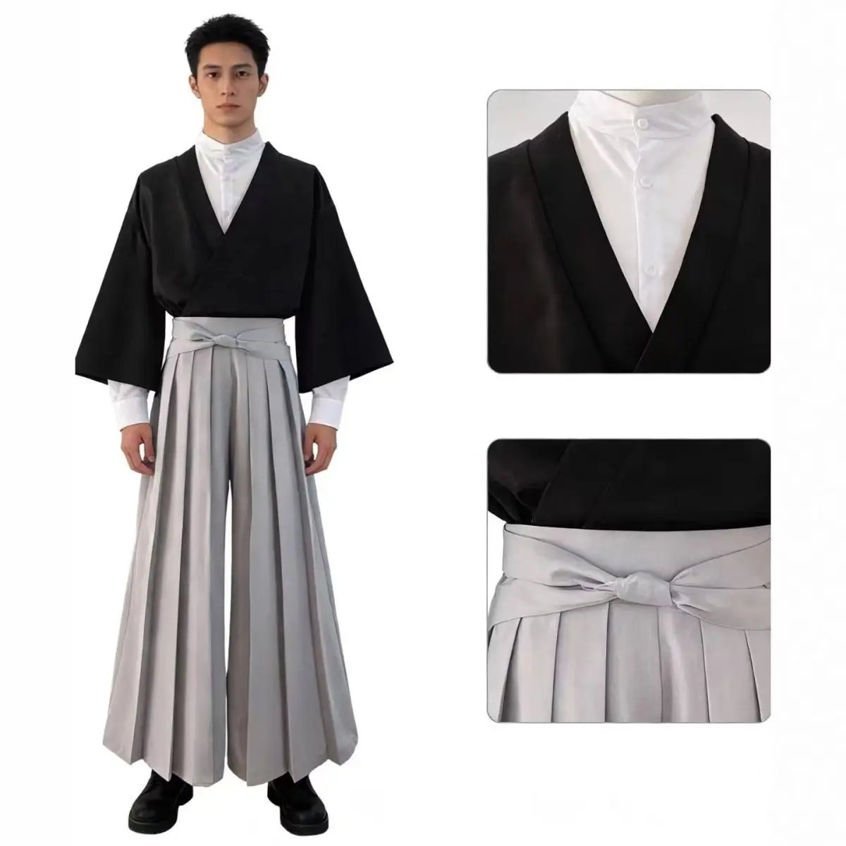 Anime Jujutsu Zenin Naoya Cosplay Costume Black Kimono Top Undershirt Grey Pleated Wide Trousers Men Halloween Stage Outfit
Anime Jujutsu Zenin Naoya Cosplay Costume Black Kimono Top Undershirt Grey Pleated Wide Trousers Men Halloween Stage Outfit