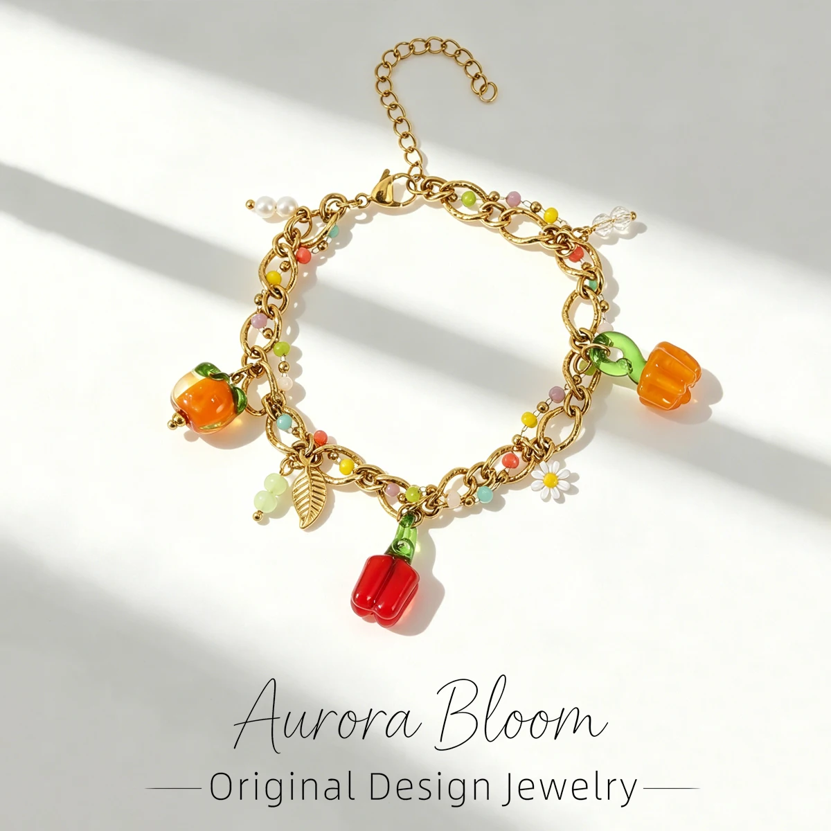 AURORA Y2K Style Glass Fruit Pendant Bracelets For Women's Hand Bracelet Fashion Stainless Steel Wrist Jewelry Accessories
AURORA Y2K Style Glass Fruit Pendant Bracelets For Women's Hand Bracelet Fashion Stainless Steel Wrist Jewelry Accessories