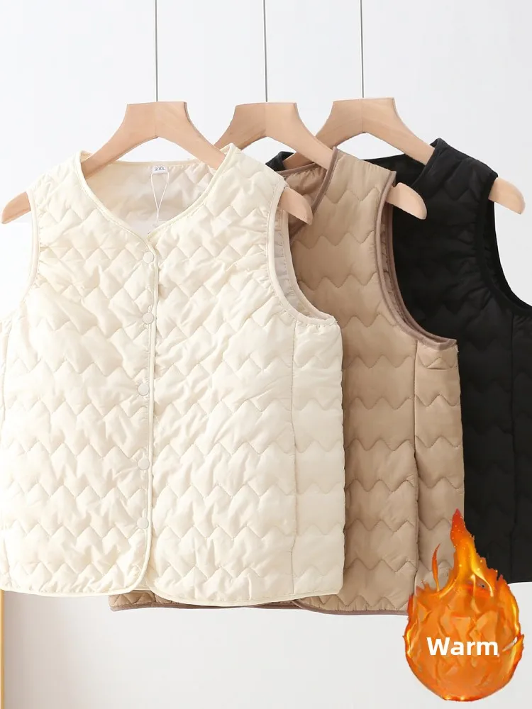 Thiened Cotton Lined Warm Vest for Women Winter New Sle Pure Color Commute V-Ne Single Button Closure Anti-Wind Jaet
Thiened Cotton Lined Warm Vest for Women Winter New Sle Pure Color Commute V-Ne Single Button Closure Anti-Wind Jaet