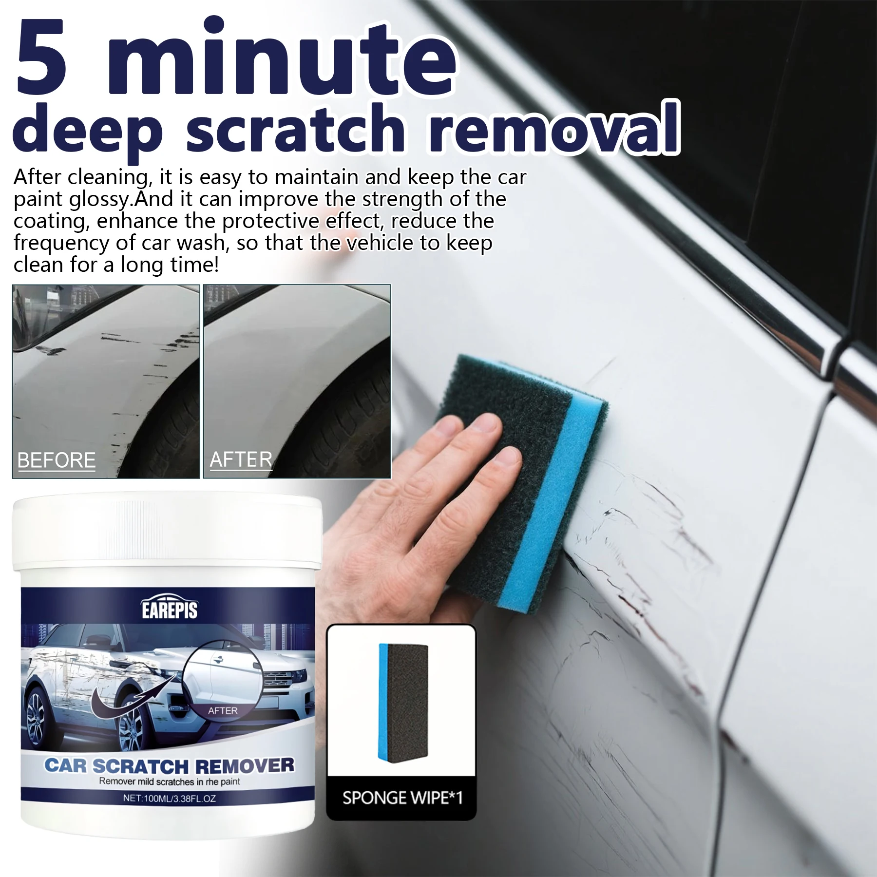 100mlScratch Repair Wax - 5 Minute Shine Repair, Swirl Remover, Car Detailing Kit for All Paint Colors on Cars, Motorcycles, RVs
100mlScratch Repair Wax - 5 Minute Shine Repair, Swirl Remover, Car Detailing Kit for All Paint Colors on Cars, Motorcycles, RVs