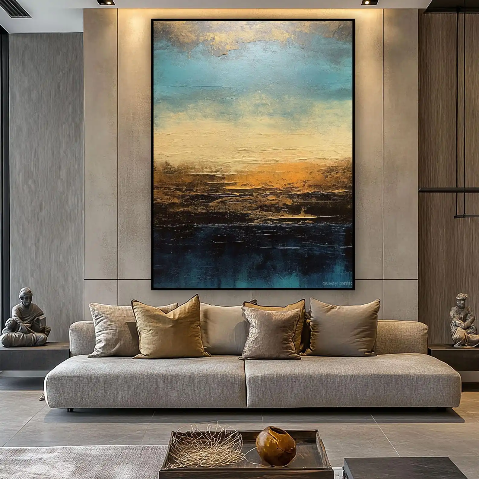 Mhemyo Hand-Painted Abstract Seascape Oil Painting Gold Blue Layered Paint Textured Modern Wall Art For Living Room Home Decor
Mhemyo Hand-Painted Abstract Seascape Oil Painting Gold Blue Layered Paint Textured Modern Wall Art For Living Room Home Decor