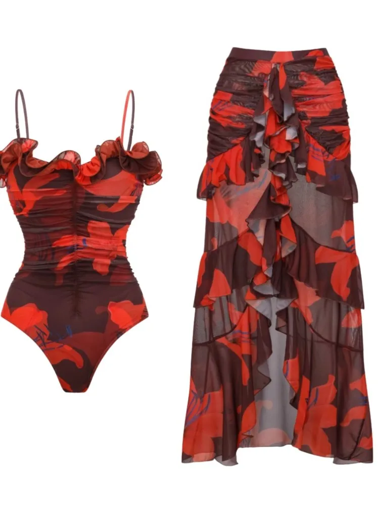 Retro Bikini Printed Fashion Two Piece Swimsuit And Cover Up With Skirt Tight Women's Bandage Summer Beach Luxury Elegant
Retro Bikini Printed Fashion Two Piece Swimsuit And Cover Up With Skirt Tight Women's Bandage Summer Beach Luxury Elegant