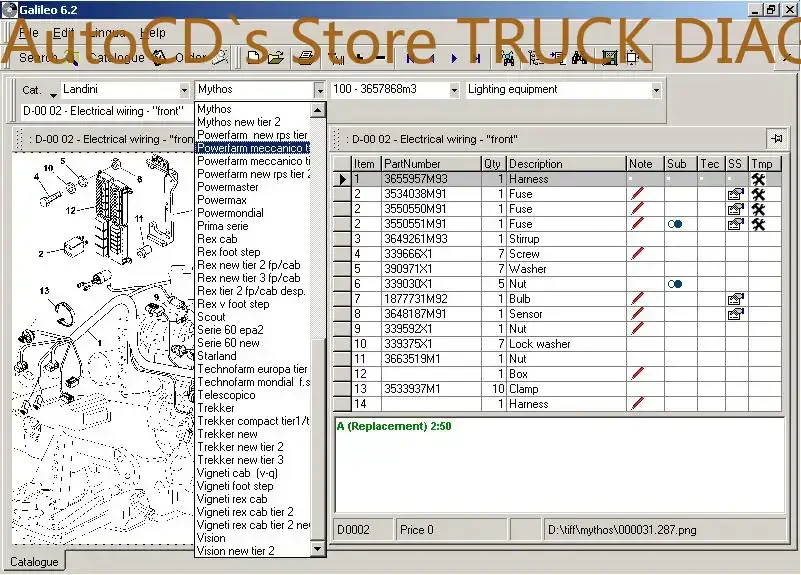 AutoCD Landini 7.3 Galileo electronic spare parts identification catalog
AutoCD Landini 7.3 Galileo electronic spare parts identification catalog