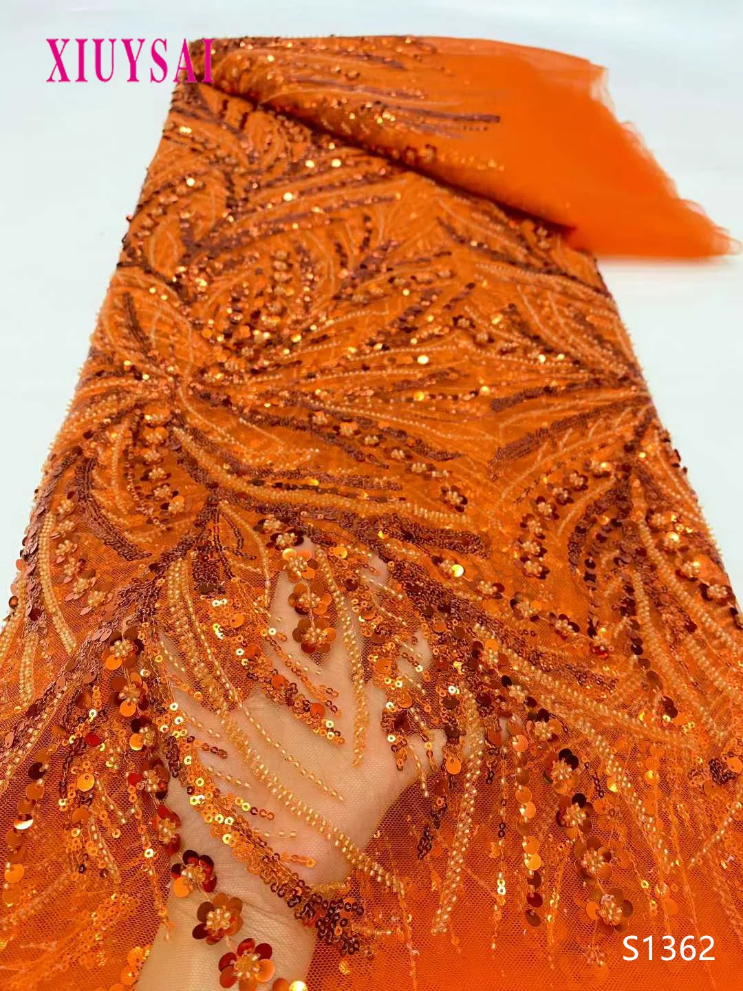 OrangeLuxury African Sequin Lace Fabric, French Net Sequence, 3D Embroidery, Nigerian Party, Gold Line Material, New, 2024
OrangeLuxury African Sequin Lace Fabric, French Net Sequence, 3D Embroidery, Nigerian Party, Gold Line Material, New, 2024