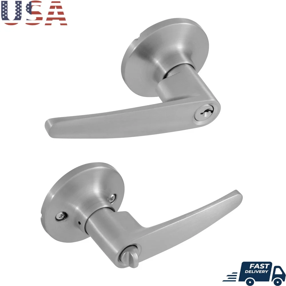 Satin Nickel Straight Lever Door Lock Adjustable Latch Grade-3 Security Easy Installation Includes Mounting Hardware Keys
Satin Nickel Straight Lever Door Lock Adjustable Latch Grade-3 Security Easy Installation Includes Mounting Hardware Keys