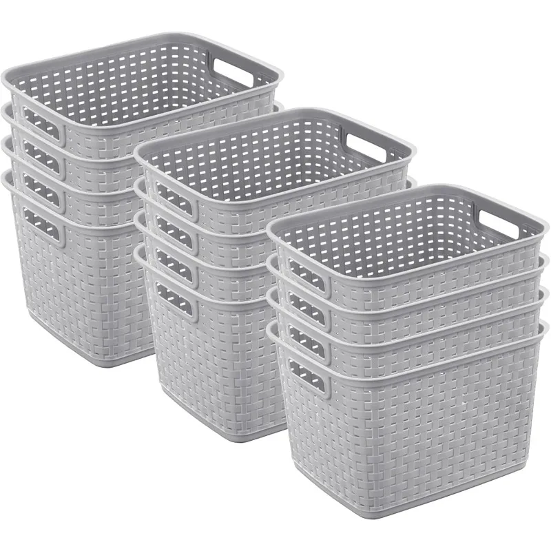 12 Pack Tall Weave Baskets, Plastic Decorative Storage Organizer Bin, Cement Gray
12 Pack Tall Weave Baskets, Plastic Decorative Storage Organizer Bin, Cement Gray
