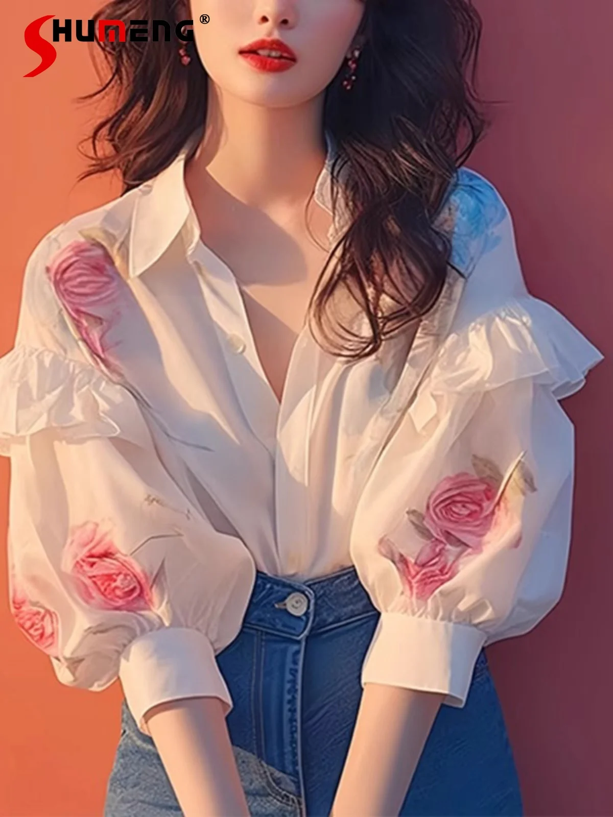 Women's 2024 Early Autumn New Shirt White Printed Long-sleeve Chiffon Shirts Women's Unique Beautiful Ruffle Edge Loose Chic Top
Women's 2024 Early Autumn New Shirt White Printed Long-sleeve Chiffon Shirts Women's Unique Beautiful Ruffle Edge Loose Chic Top
