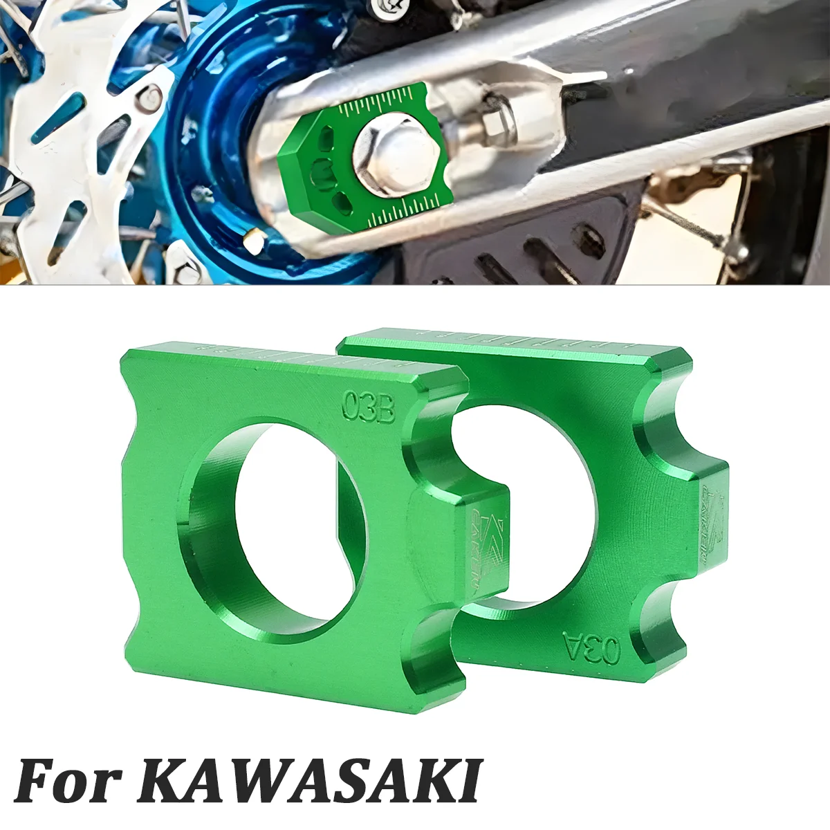 Motorcycle CNC Rear Axle Blocks Chain Adjuster For Kawasaki KX125 KX250 KX450 KX250F KX450F KLX450R KX 250 450 250F 450F 450R
Motorcycle CNC Rear Axle Blocks Chain Adjuster For Kawasaki KX125 KX250 KX450 KX250F KX450F KLX450R KX 250 450 250F 450F 450R