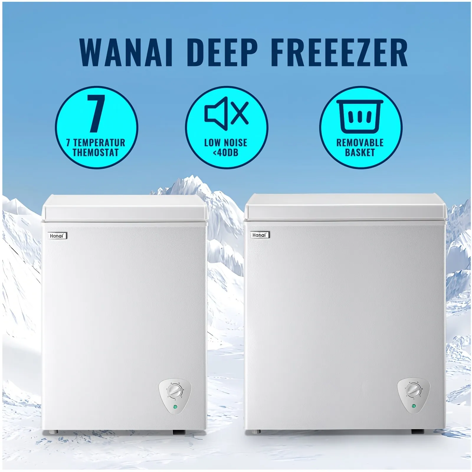 Compact 3.5/5.0 Cu Ft Top-Opening Chest Freezer – Adjustable Temperature Control, Removable Storage Basket, Space-Saving Design for Home, Kitchen, Office or Apartment Use – Clean White Finish
Compact 3.5/5.0 Cu Ft Top-Opening Chest Freezer – Adjustable Temperature Control, Removable Storage Basket, Space-Saving Design for Home, Kitchen, Office or Apartment Use – Clean White Finish