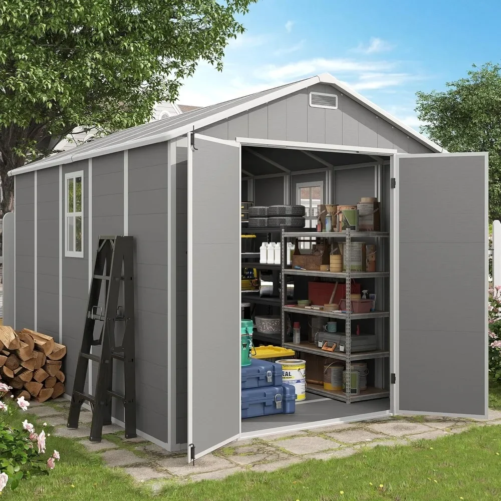 Outdoor Storage Shed, 8x10 FT Resin Shed with Floor and Lockable Door, Window & Vents, Tool Sheds & Outdoor Storage for Bike
Outdoor Storage Shed, 8x10 FT Resin Shed with Floor and Lockable Door, Window & Vents, Tool Sheds & Outdoor Storage for Bike