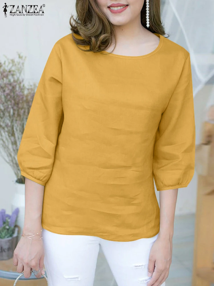 Women Summer Blouse ZANZEA Elegant Puff Sleeve O Neck Work Shirt Casual Chemise Fashion Solid Loose Tops Female Holiday Blusas
Women Summer Blouse ZANZEA Elegant Puff Sleeve O Neck Work Shirt Casual Chemise Fashion Solid Loose Tops Female Holiday Blusas