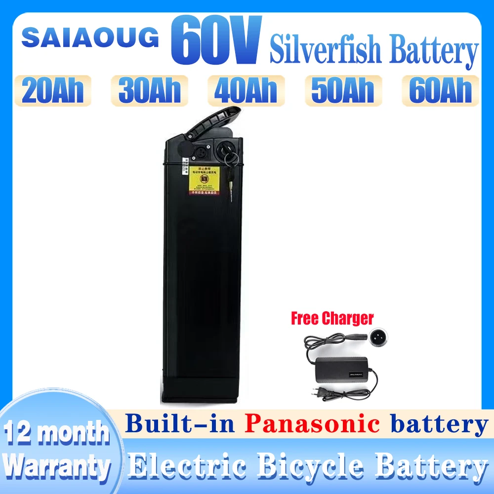 60V Lithium ion E - bike Battery Pack with Charger for Silverfish Bikes: 30Ah,40Ah,50Ah Variants for 300-2000W Electric Bicycles
60V Lithium ion E - bike Battery Pack with Charger for Silverfish Bikes: 30Ah,40Ah,50Ah Variants for 300-2000W Electric Bicycles